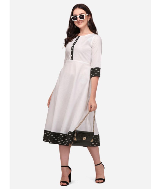 Estela - White Cotton Blend Women's Anarkali Kurti ( Pack of 1 ) - None