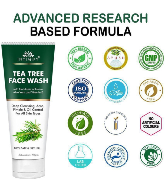 Intimify Tea Tree Face Wash for Anti Acne, Oil Control and Deep Pore Cleaning Face Wash 100 mL