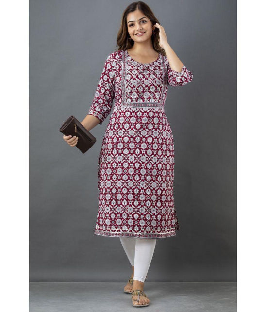 Lee Moda - Maroon Cotton Women's Straight Kurti ( Pack of 1 ) - None