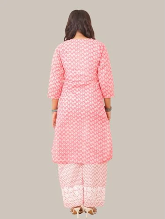 Pravia Lucknowi Chikankari Printed Long Kurti Palazzo Set for Women Girls