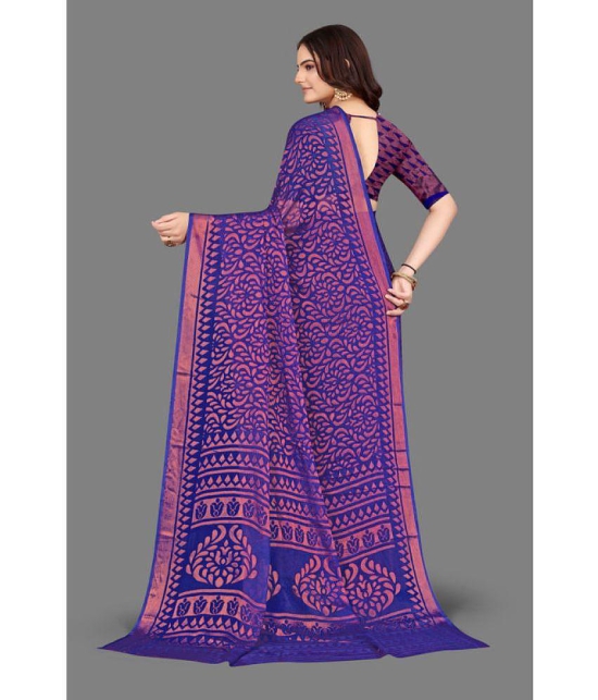 Sitanjali - Blue Brasso Saree With Blouse Piece ( Pack of 1 ) - Blue