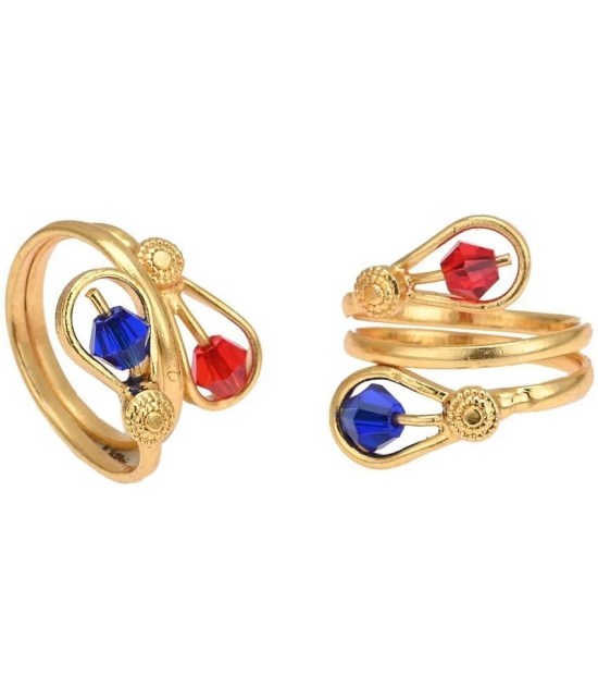 AanyaCentric Gold Plated 3 Pair Toe Rings - Golden