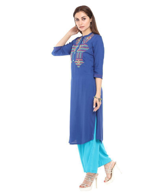 Alena - Blue Rayon Women''s Straight Kurti - XL