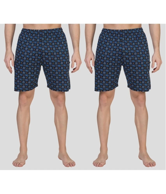 Zeffit - Blue Cotton Mens Shorts ( Pack of 2 ) - None