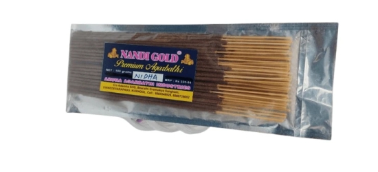 Nandi Gold Premium Agarbathi Sticks - Flavour - NIDHA| 100Grams Pack