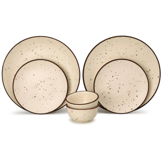 Bodhi House Handcrafted Stoneware Ceramic Dinner Set, 6 Pieces Dish Set Serving for 2, Microwave and Dishwasher Safe, Bone-ash Free, Crockery Set for Dining and Gifting, Beige