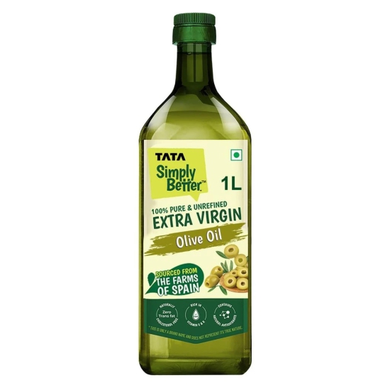 Tata Simply Better Pure & Unrefined Extra Virgin Olive Oil, A1 Grade Olives From The Farms of Spain, Cold Press Extraction, Cholesterol & Trans Fat-Free, Natural Antioxidants, Rich in Vitamin E & K