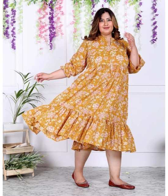 Swasti Cotton Blend Printed Anarkali Womens Kurti - Yellow ( Pack of 1 ) - None