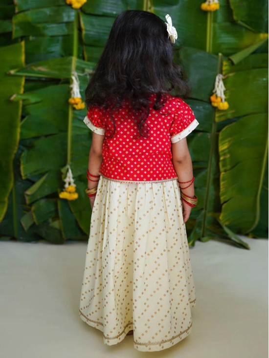 Baby Girl Bandhani Pattu Pavdai-Red 1Y