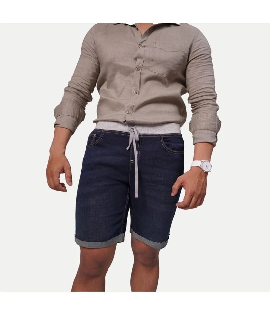 Radprix Navy Cotton Mens Denim Shorts ( Pack of 1 ) - None