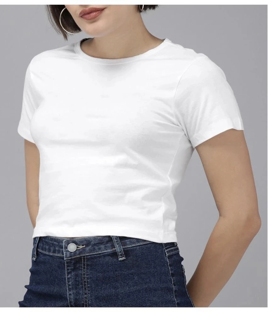 AKTIF White Cotton Regular Fit Womens T-Shirt ( Pack of 1 ) - None