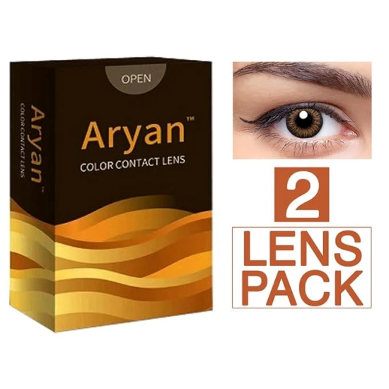 Aryan Super Premium Quarterly Disposable Color Contact lens most safest enthralling cosmetic lens for Men and Women 2 Pcs - Warm Brown (-1.75) Power--1.50 / Warm Brown