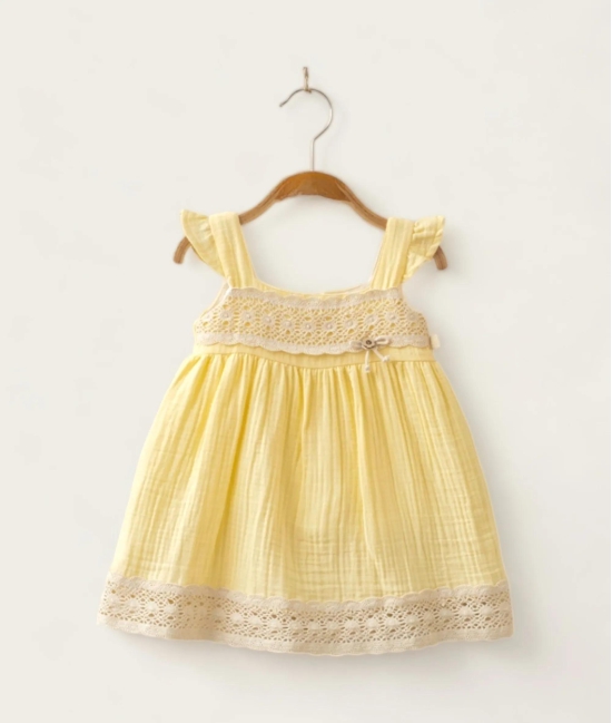 Sunshine Soiree Muslin Frock-18-24 months / Yellow / Girls