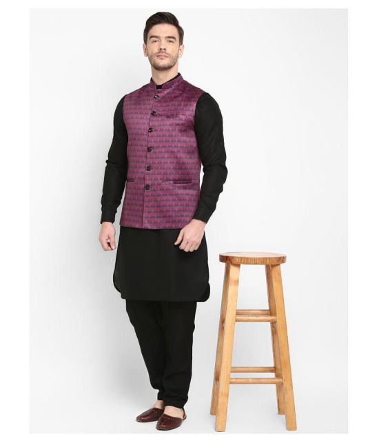 Hangup Mauve Cotton Blend Nehru Jacket - None