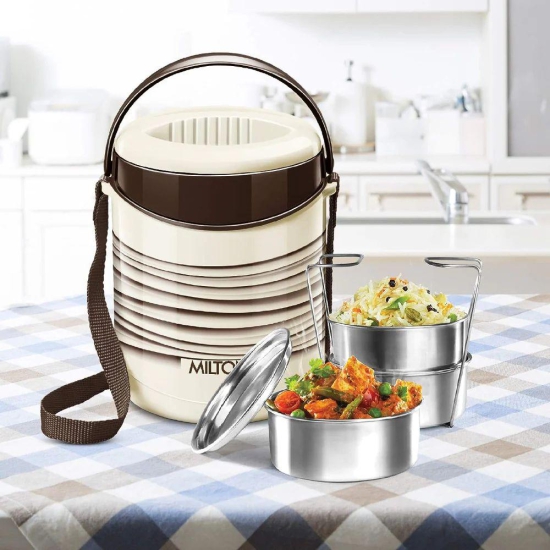 Milton Econa 3 Insulated Tiffin with Stainless Steel 3 Containers Brown