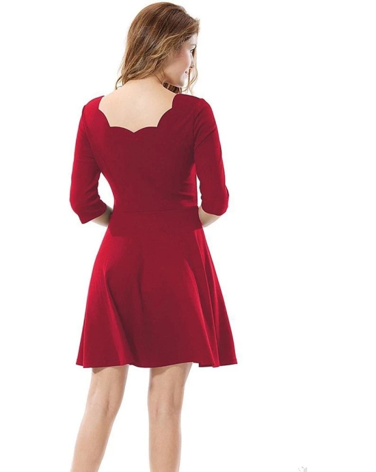 Addyvero - Red Cotton Lycra Womens Fit And Flare Dress ( Pack of 1 ) - None