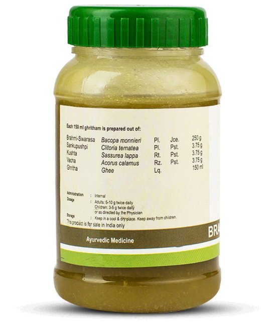 Kerala Ayurveda Brahmi Ghritham 150ml, Herbal Ghee, Improves Concentration & Recall,Boosts Mental Sharpness & Cognitive Processing