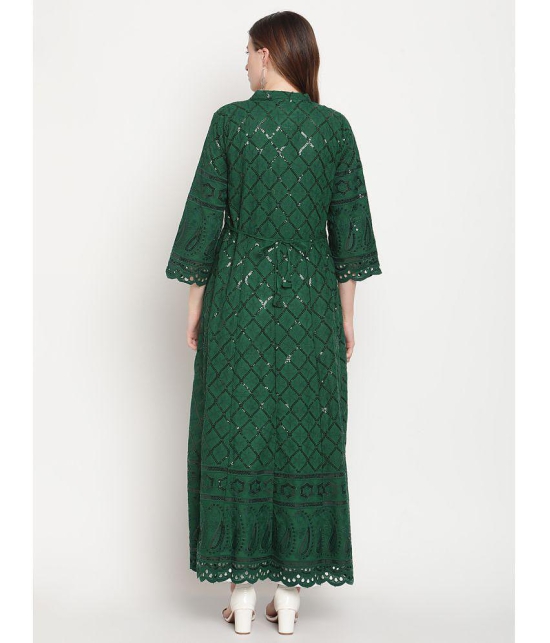 Queenley - Green Cotton Women's Flared Kurti - None