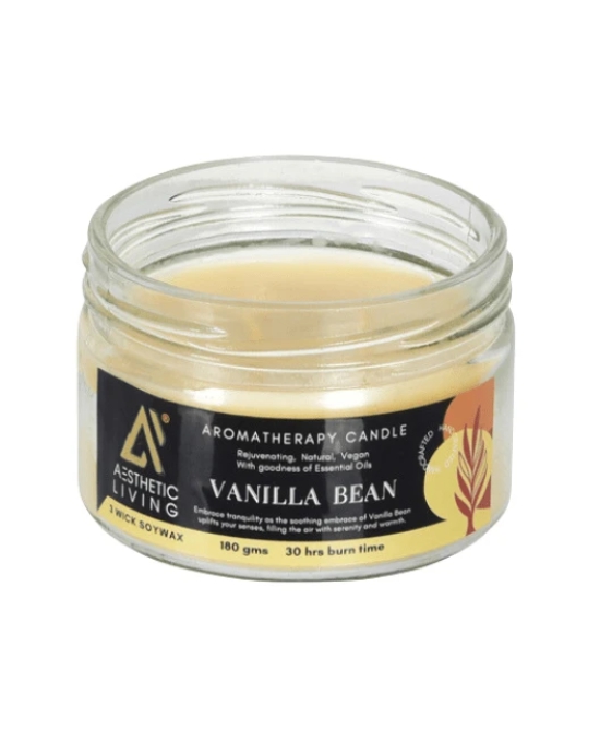 Aesthetic Living 3- Wick  Vanilla Bean Candle, 180 gm