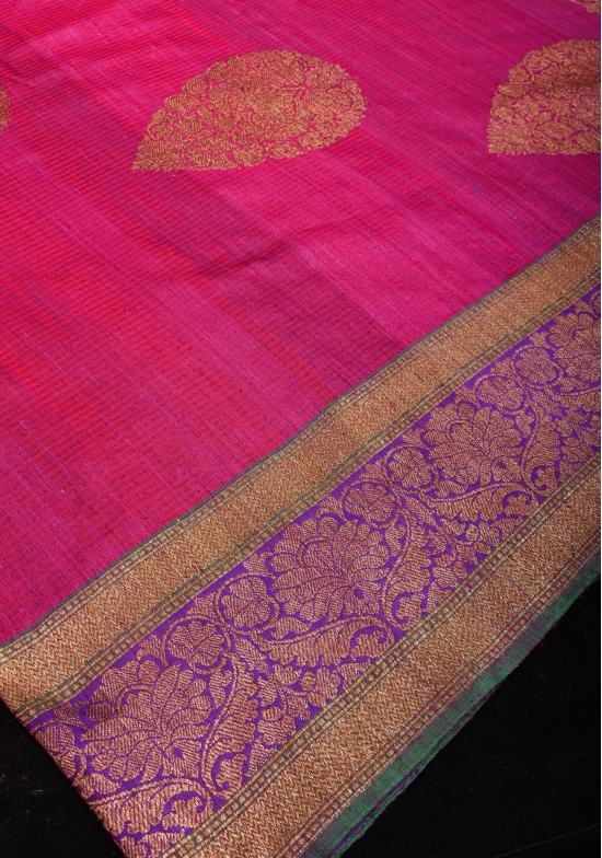 Pre-Order Stunning Pink Dual tone Dupion Banarasi Silk Saree with large Antique zari motifs and Two Tone Border  | SILK MARK Certified