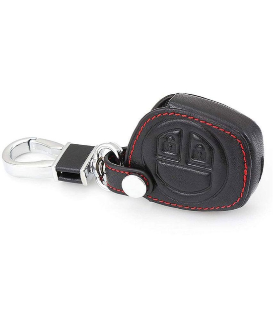 DALUCI Leather Car Key Cover for Maruti Suzuki Key Cover (for Maruti Black & Red)