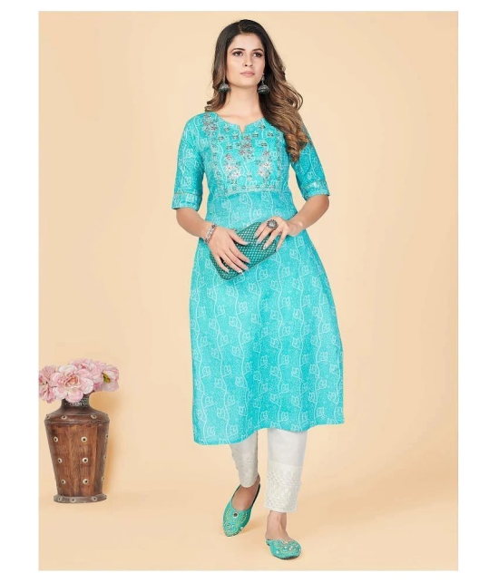 Vbuyz - Blue Cotton Blend Womens Straight Kurti ( Pack of 1 ) - L