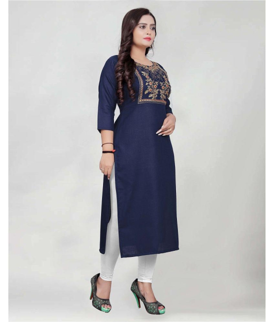 BROTHERS DEAL - Navy Cotton Blend Women's Straight Kurti ( Pack of 1 ) - None