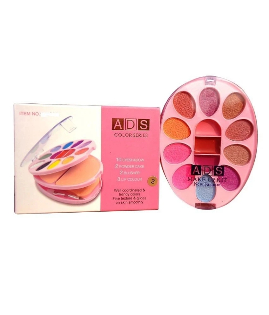 ADS Makeup Kit for Girls|12,Eye Shadow|3,Lip Color|2,Blusher|2,Face Powder|With Sponge & Brush