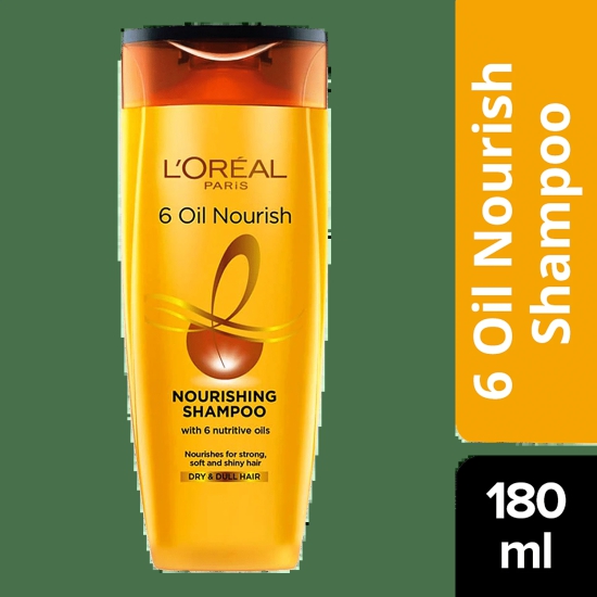 Loreal Paris 6 Oil Nourish Shampoo - Scalp + Hair, Dry & Dull Hair, 180 Ml