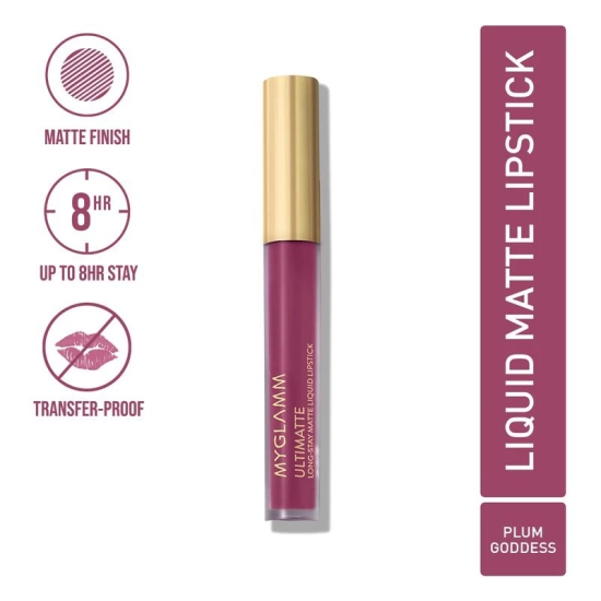 MyGlamm Ultimatte Long-Stay Matte Liquid Lipstick - Plum Goddess (Burgundy Shade) | Long Lasting, Waterproof Liquid Lipstick