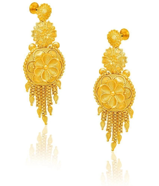 LUV FASHION Golden Chandelier Earrings ( Pack of 1 ) - Golden