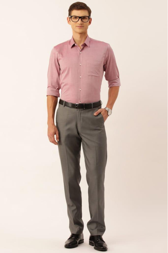 Men Pink Slim Fit Formal Full Sleeves Formal Shirt