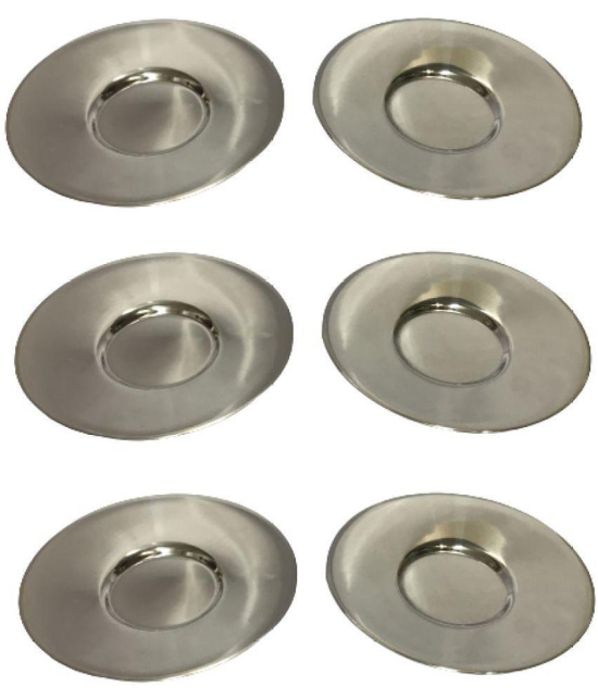 Dynore - Silver Steel Saucer ( Pack of 6 ) - Silver