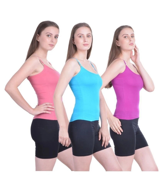 Dollar Missy Womes Multicolor Cotton Camisole Pack of 3 - None