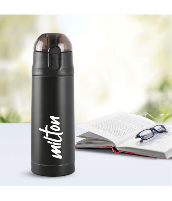 Milton New Crown 400 Thermosteel Hot or Cold Water Bottle, 350 ml, Black - Black