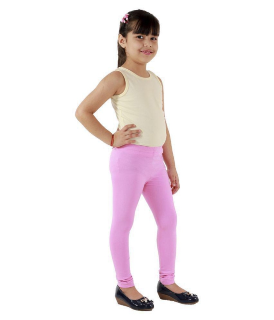 Kids Cave - Baby Pink Cotton Blend Girls Leggings ( Pack of 1 ) - None