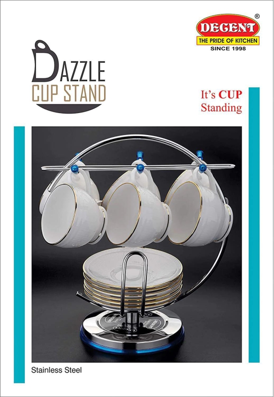 Decent Dazzle Stainless Steel Cup and Saucer Stand | Sliver | 1 Pc