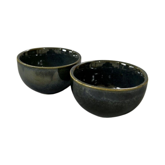 Ceramic Dining Emerald Green Glazed 100ml Dip Bowls Set of 2 || Ketchup Bowls || Sauce Bowls || Chutney Bowls
