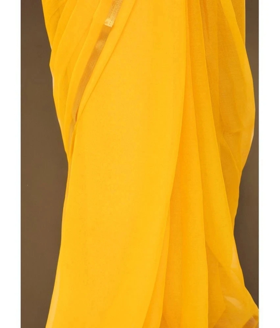 clafoutis Chiffon Solid Saree Without Blouse Piece - Yellow ( Pack of 1 ) - Yellow