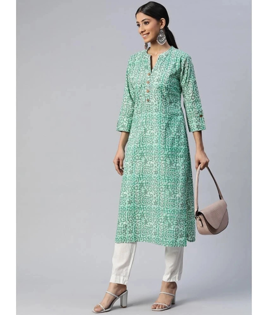 SVARCHI - Green Cotton Womens Straight Kurti ( Pack of 1 ) - None