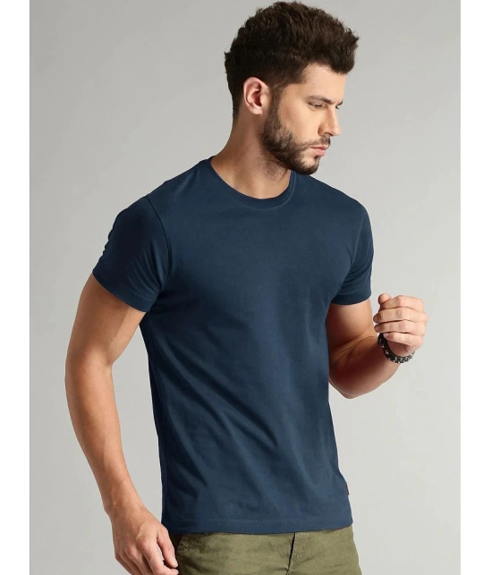 Lycos - Navy Blue Cotton Blend Regular Fit Mens T-Shirt ( Pack of 1 ) - None