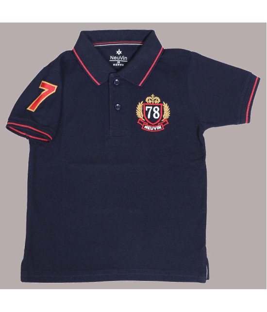 NEUVIN - Navy Blue Cotton Blend Boy's Polo T-Shirt ( Pack of 1 ) - None