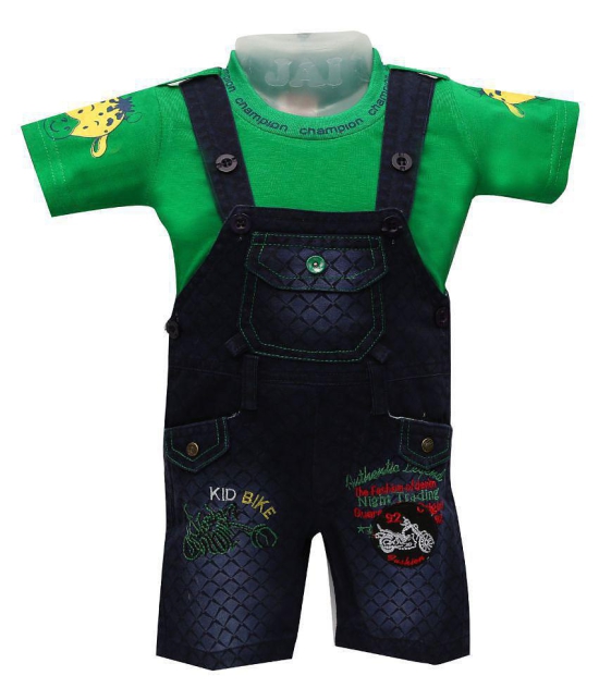 Zadmus Unisex Top and Dungaree Set Denim, Green  - 6-12 Months