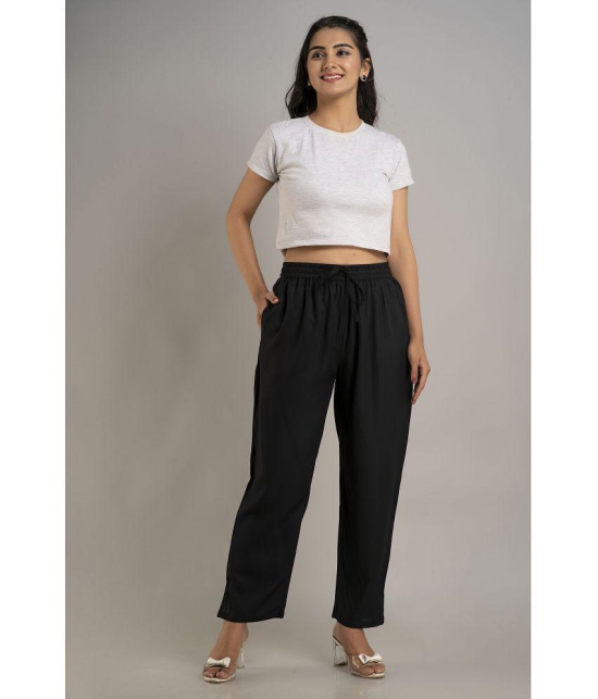 Doriya - Black Rayon Straight Women's Palazzos ( Pack of 1 ) - None