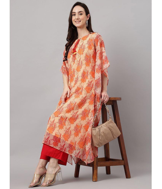 Janasya - Orange Chiffon Womens Kaftan ( Pack of 1 ) - None