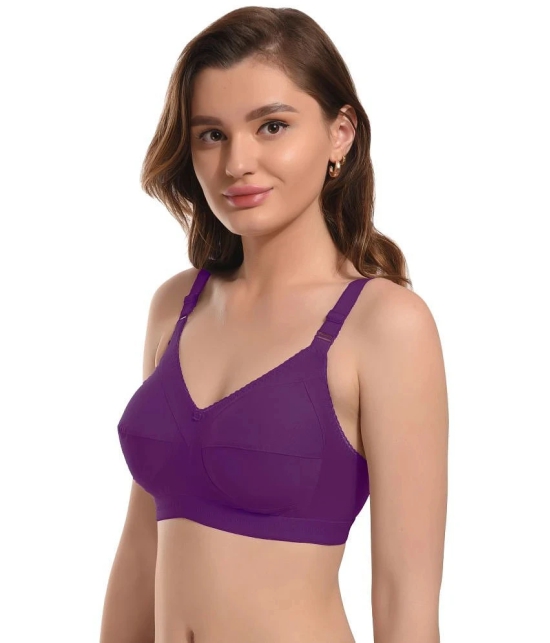 Elina Purple Cotton Non Padded Womens Minimizer Bra ( Pack of 1 ) - None