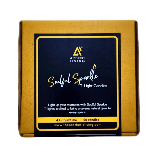 Aesthetic Living Soulful Sparkle T- Light Candles( pack of 50)- 350gm