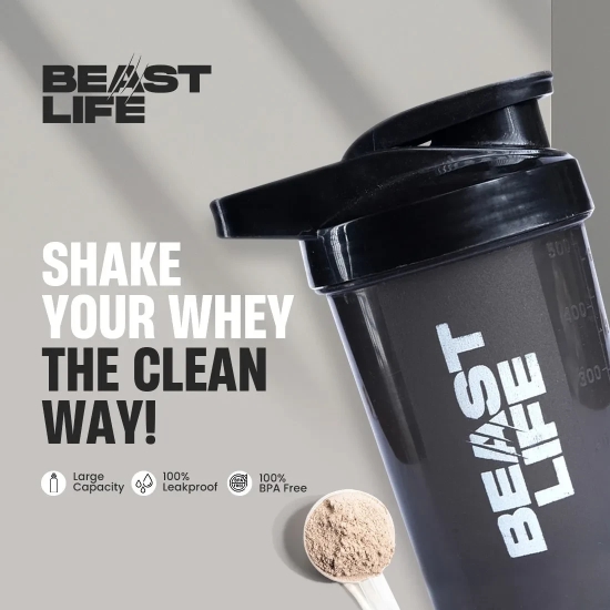 BeastLife Plastic Bold Shaker | Black Color | 500ML