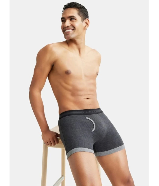 Jockey 1017 Men Super Combed Cotton Rib Solid Boxer Brief - Mid Grey & Charcoal - None