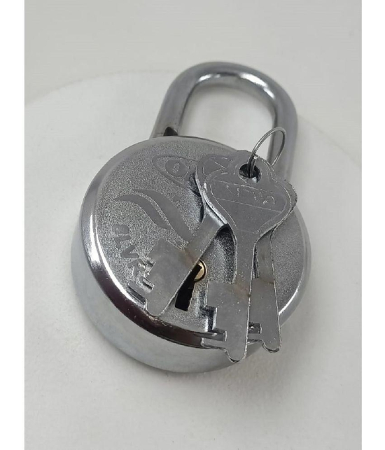 ONMAX Lock Round 63mm with 3 Key, Steel, 8 Levers Padlock for Door, Gate, Shutter, Home, Kitchen ( Silver Finish, Pack of 5 Pcs)